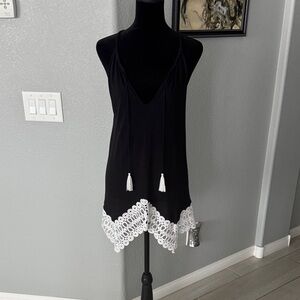 Black Top with White Lace Hem!